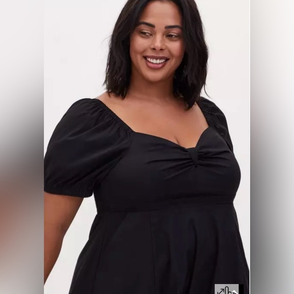 Torrid Black Poplin Puff Sleeve Midi Dress New Tag! Womens Size 4X - Picture 2 of 8